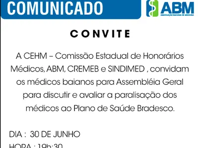 Assembléia para discutir paralisação ao plano Bradesco Saúde