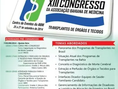 XIII Congresso da Associação Bahiana de Medicina acontece a partir de 25/09