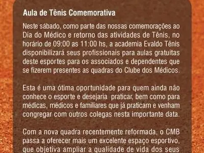 Aula de Tênis em Comemoração ao Dia do Médico